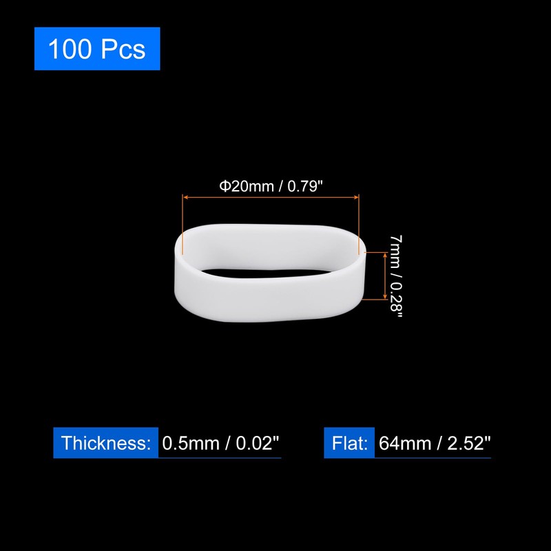 uxcell 100Pcs Silicone Rubber Bands, 20x7mm Rubber Bands Rings Cable