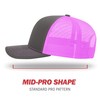 Richardson Unisex 112 Trucker Adjustable Snapback Baseball Cap, Split Charcoal/Neon