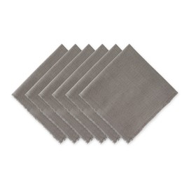 DII Everyday Collection, Fringed Solid Tabletop, Napkin Set, Gray, 6 Piece