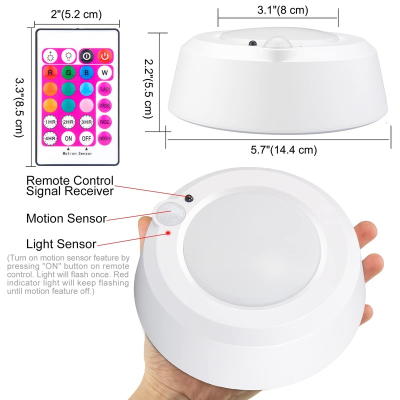 BIGMONAT Wireless Shower Light with Remote, Rechargeable Motion Sensor Ceiling