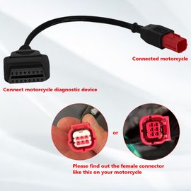 Obd2 Adapter Cable for Guzzi Kawasaki Suzuki Motorcycle 6 Pin OBD Diagnostic Cable,for Yamaha KTM 6 Pin Obd1 to Obd2 Adapter Connector,Fits CAN Bus and K-Line,Work with OBD 1 Code Reader