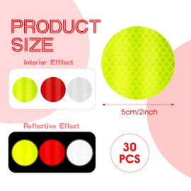 Abeillo 30 Pcs Warning Reflective Stickers Safety Reflective Sticker Night Visibility Waterproof Reflector Sticker Dot Reflective Tape Sticker for Vehicle, Bicycles, Motorcycles, Clothing (Round)