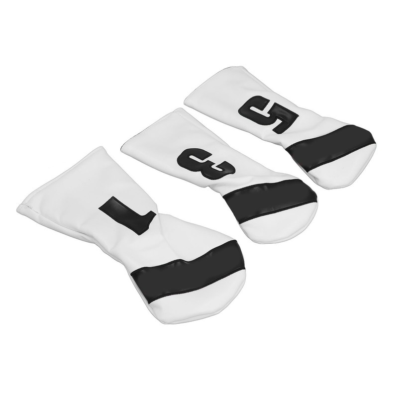 3PCS Golf Club Head Cover PU Leather Waterproof Protective Golf