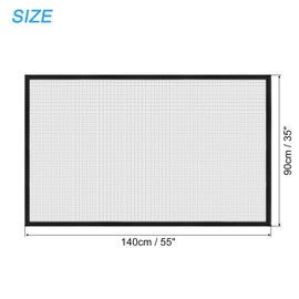 uxcell Window Screen Mesh, 35" x 55" DIY Fiberglass Netting Mesh Black Frame with Hook and Loop Adhesive Edging Grey Mesh for Bedroom, Living Room, Kitchen