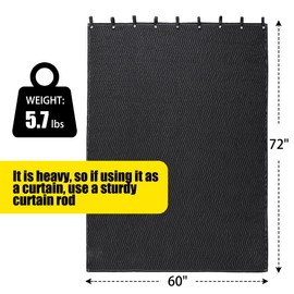HOMBYS Large Sound Dampening Blanket, 72" x 60" Sound Absorbing Panel with Grommets for Wall Hanging, Noise Reduce Curtains for Recording Studio Use and Basements, 72" x 60", Black