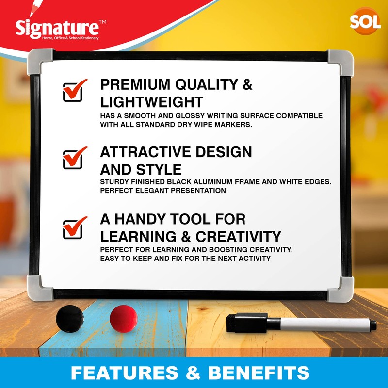 SOL Magnetic Whiteboard A4 with Pen | 29 x 24cm