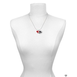 Delight Jewelry Silvertone Red Enamel Heart with Paw Prints Script Class of 2025 Dome Charm Necklace, 18"