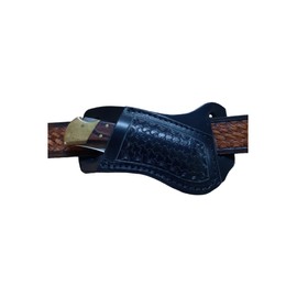 Premium Leather Knife Sheath for Buck 110, 112, or Similar Knife, Folding Knife Holder, Leather Holster, Black