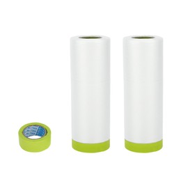 ACROPIX Masking Paper with Tape Pre-Taped Paper Film Kit with 1 Roll of Tape 2000x140cm / 65.62ftx55.11" White Green PE Film Paper