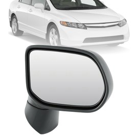 UPPARTS Side Mirror Replacement For 2006 2007 2008 Honda Civic EX DX LX - Passenger Side Mirror Includes Clear Glass, Housing, Cover - Black Color, Non-Heated, Paintable, Manual Foldable