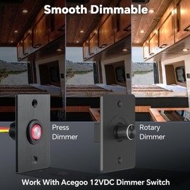 acegoo RV Recessed Ceiling Light 2-3/4” 12V Dimmable LED Puck Light for Campervan Truck Caravan Boat Roof Under Cabinet Lighting, Flush Mount Cutout 2-1/4" (Black,Warm White) 4 Pack