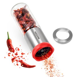 Vucchini Chili Mill Stainless Steel & Glass, Chilli Cutter for Coarse Spices & Dry Chilis, Spice Mill, Herb Mill, Spice Cutter Cutter