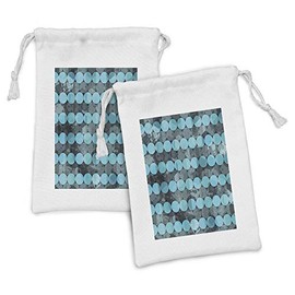 Ambesonne Grunge Fabric Pouch Set of 2, Contemporary Art Inspiration with Dots in Cold Colors Freezing Cool Winter Ice, Small Drawstring Bag for Toiletries Masks and Favors, 9" x 6", Pale Blue Grey