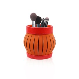 Nwvuop Makeup Brush Holder PU Leather Cosmetic Storage Organiser, Make Up Brush Organiser for Vanity Pen Pencil Holder(Red)
