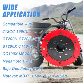 420 Sprocket 42 Tooth Universal Split Sprocket Aluminum Rear Drive Hub Adapter Compatible with 212cc 196cc CT200U BT200X MB200 CT100U Motovox MBX10 Baja Doodlebug DB30 80cc 105cc Mini Bikes & Go Kart
