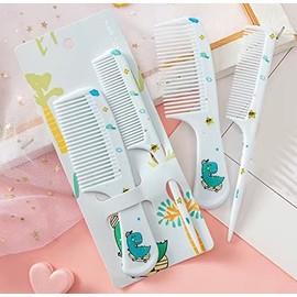 Girls Kids Cute Hair Comb Set, Portable Anti-Static Plastic Hairdressing Comb Hair Comb Gift (Green Dinosour)