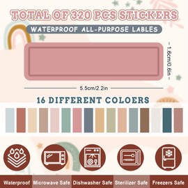 Whaline 320Pcs Boho Color Baby Bottle Labels for Daycare Colorful Name Labels Multicolored Waterproof Self-Laminating Name Tag Stickers for Daycare School Supplies