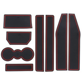 The Lord of the Tools 8PCS Car Interior Rubber Non-Slip Mats Compatible with Evoque 2012-2018 for Cup Holder Center Consoles Armrest Storage Box Vehicles Interior Accessories