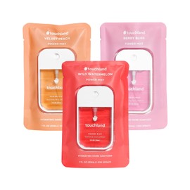 Touchland Power Mist Hydrating Hand Sanitizer Spray, JUICY Trio Set (Watermelon, Peach, Berry), 1 FL. OZ. Travel Size (Set of 3)