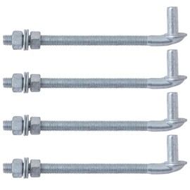 VIVIDA 10" J Bolt Gate Hinge 4 Pack, Chain Link Gate Bolt Hinge with 5/8" Male Pin, Galvanized Steel, Nuts & Washers Included