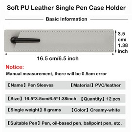 MEISO 12 Pcs Single Fountain Pen Holder Case, Soft Leather Single Pen Case Holder, Soft Pen Sleeve Pouch, Soft Pen Protective Cover Organizer for Stylus Touch Pen, Ballpoint Pen, Pencils(Creamy White)