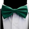 GUSLESON Mens Dark Green Wedding Bow tie Double Fold Pre-tied