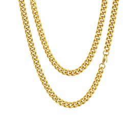 ChainsHouse Men's Cuban Curb Chain Necklace 3/6/9/12 mm Wide Silver/Black/Gold Colour Hip Pop Chain Various Chain Lengths (35/46/51/55/61/66/71/76 cm for Birthday/Father's Day, Metal, No Gemstone