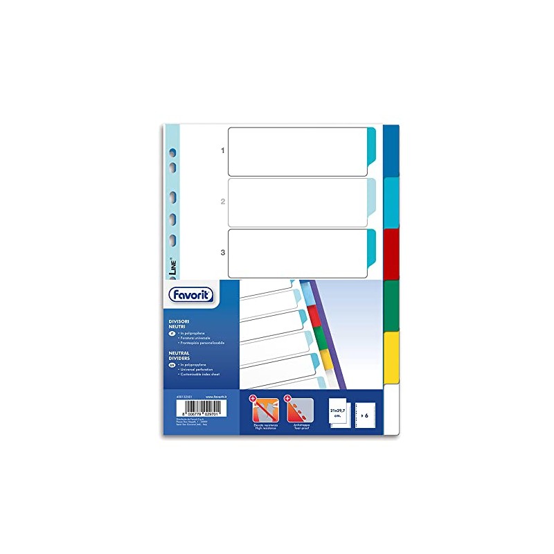 Favorit 400132501 Universal Hole Dividers for Ring Binders with 6