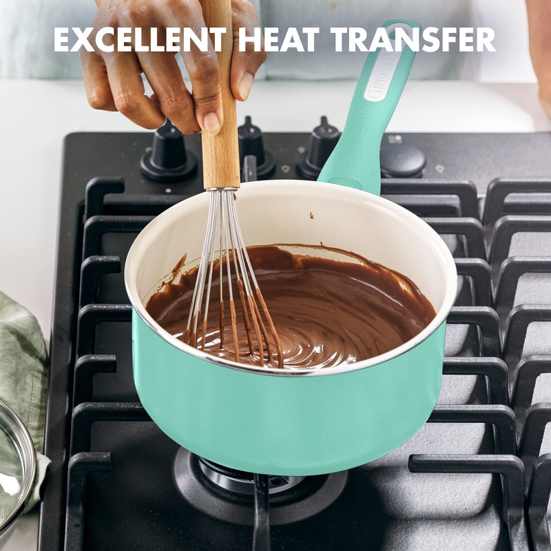 GreenPan Rio Healthy Ceramic Nonstick 2QT Saucepan with Lid, PFAS-Free,
