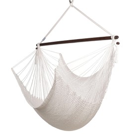 Large Caribbean Hammock Chair - 48 Inch - Polyester - Hanging Chair - White