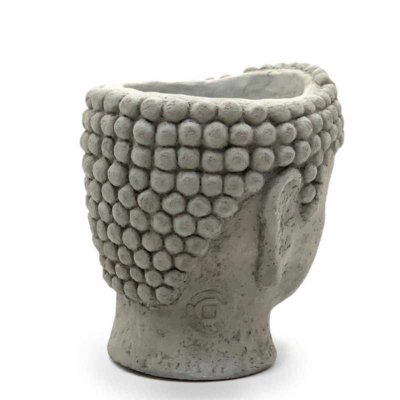 Designer Stone Buddha Head Planter-Solid Stone, with Drainage, Sealed for