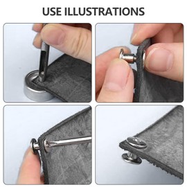 MABAHON 50 Set Leather Rivets Chicago Binding Screws M5 x 8mm Metal Rivet Leather Screws Fasteners Set Screw for Belt Repair Scrapbook Photo Bookbinding (Silver)