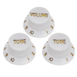 Musiclily Plastic 1 Volume and 2 Tone Control Knobs Set for Fender ST Strat Stratocaster and other Strat Guitars,White