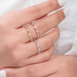 Cali Trove, Yellow Gold Vermeil Plated Stacking Wedding Rings For Women in 925 Sterling Silver |1/20, 1/10, 1/6 CT Bubble Stacking Rings for Women |Gold Silver Stackable Anniversary Rings for Women,7