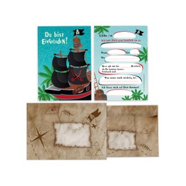 Limonia 6 Invitation Cards with 6 Envelopes for Children's Birthday Party Theme Party Invitation Set Birthday Girls Children Boys Boys Teens Pirate Treasure Adventure Treasure Hunt
