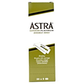 Razor Blades Club Astra Double Edge Razor Blades, 100 Count - Platinum-Coated Stainless Steel DE Safety Razor Blades (20 Packs of 5), Made in Russia