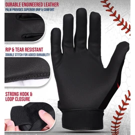 Exxact Sports Youth Batting Gloves with Arm Sleeve - Baseball Batting Gloves Youth Boys, Softball Batting Gloves for Women (Youth S/M, Black Tattoo)