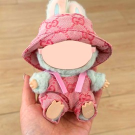 17cm Doll Clothes Set Pink 2-Piece Handcrafted Crochet Doll Clothes - Compatible with 5.91-6.7inch (15-17cm) Dolls Accessories Only, Cute Clothes for Dress up Unique Style (Pink)