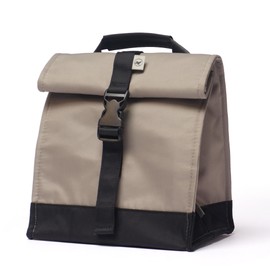 SUNNY BIRD Insulated Lunch Bag Rolltop Lunch Box Tote Bag for Women, Men, Adults and Teens (Grey and black)