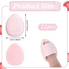 Giantree 12 Pcs Mini Finger Powder Puff, Mini Makeup Puff, Drop-Shaped Makeup Sponges, Soft Makeup Puff Setting Sponge Foundation Cosmetic Finger Puff for Women, Girls Makeup Setting Wet and Dry(Pink)