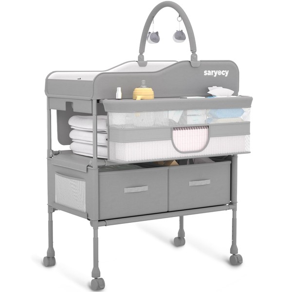 Saryocy Baby Changing Table, Versatile Folding Changing Table, Waterproof Diaper