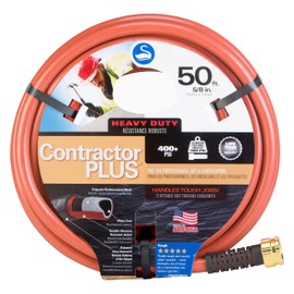 Swan Products SNCG58050 CONTRACTOR+ Commercial Duty Clay Water Hose with Crush Proof Couplings 50' x 5/8", Red