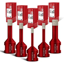 BAYERTAL® Fliesenbohrer Set 5tlg. 5, 6, 8, 10, 12 mm, M14 Premium – Diamantbohrer Set für harte Fliesen, Feinsteinzeug u.v.m - Industrie Premium Qualität für professionelle Ergebnisse!