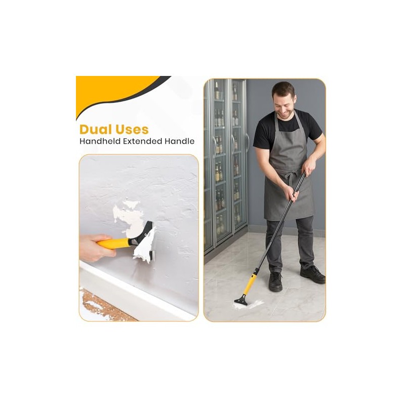 Heavy Duty Floor Scraper with 44.5” long handle, 4” Scraper
