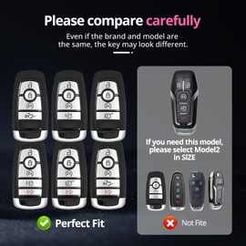 For Ford Key Fob Cover with Keychain.No Screws Required for Installation. Compatible with Explorer Fusion Escape Edge Mustang Bronco F150 F250 F350 F450 F550 Ranger Lincoln (Gradient Pink, Model 1)