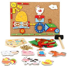 Small Foot Wooden Toys Farm Theme Hammer Arts & Crafts Playset Designed for Children Ages 6+