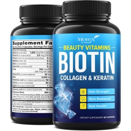 Biotin, Collagen & Keratin Capsules – Hair Growth & Strength Supplement for Women & Men – 60 Caps