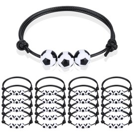 20 Pcs Soccer Charm Bracelets Soccer Party Favors Wristbands Soccer Beads Bracelet Adjustable Inspirational Sports Ball Accessories Bracelet for Adults Team Mardi Gras Birthday Graduation Party Gifts