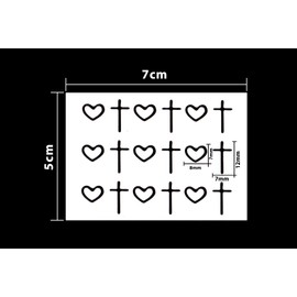 5 PCS Mini Waterproof Temporary Religious Christian Cross Heart Tattoos Black Finger Fake Tattoo Arm Waist Hand Sticker Girl Boy Female Male