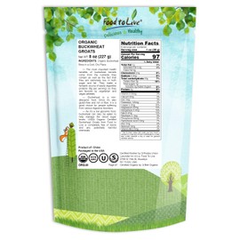 Organic Buckwheat Groats, 8 Ounces - Hulled, Non-GMO, Kosher, Raw, Vegan, Sirtfood, Bulk